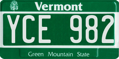 VT license plate YCE982