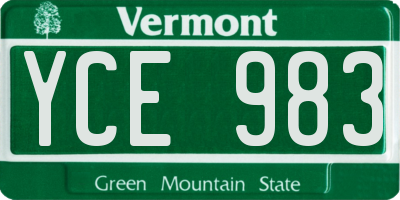 VT license plate YCE983
