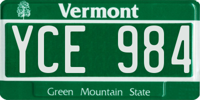 VT license plate YCE984