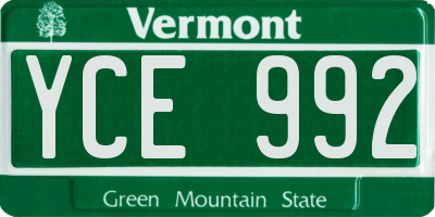 VT license plate YCE992