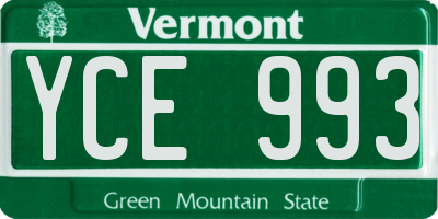 VT license plate YCE993