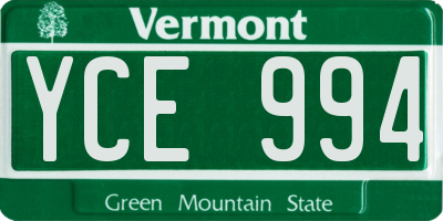VT license plate YCE994
