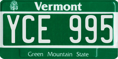 VT license plate YCE995