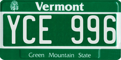 VT license plate YCE996