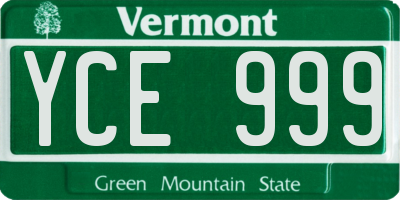 VT license plate YCE999