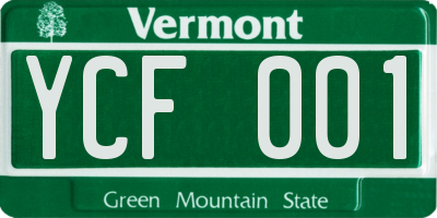 VT license plate YCF001
