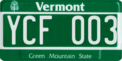 VT license plate YCF003