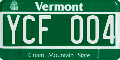 VT license plate YCF004