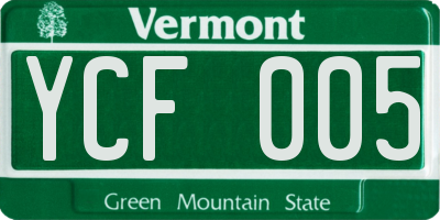 VT license plate YCF005