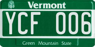 VT license plate YCF006