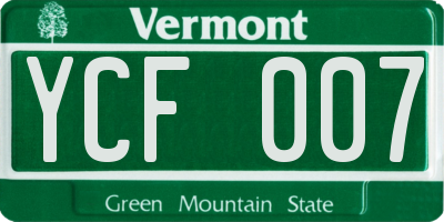 VT license plate YCF007