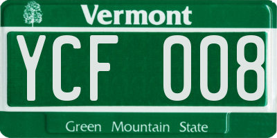 VT license plate YCF008