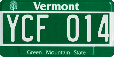 VT license plate YCF014