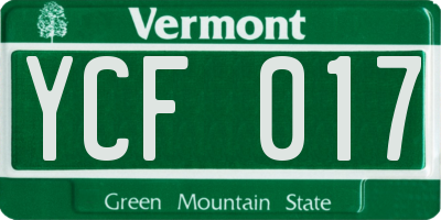 VT license plate YCF017