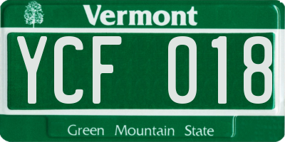 VT license plate YCF018