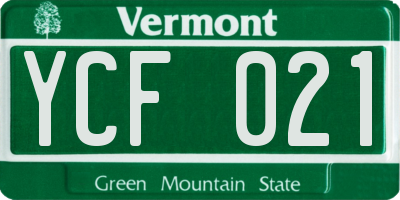 VT license plate YCF021
