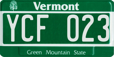 VT license plate YCF023