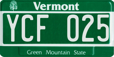 VT license plate YCF025