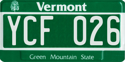 VT license plate YCF026