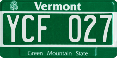 VT license plate YCF027