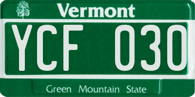 VT license plate YCF030