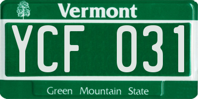 VT license plate YCF031