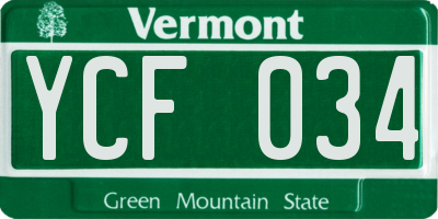 VT license plate YCF034