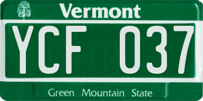 VT license plate YCF037