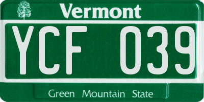 VT license plate YCF039