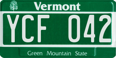 VT license plate YCF042