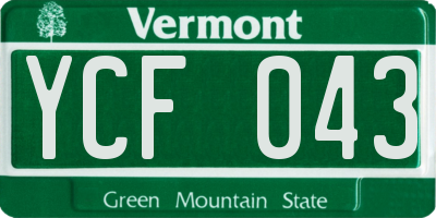 VT license plate YCF043