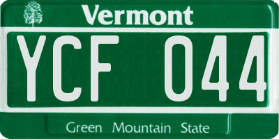 VT license plate YCF044