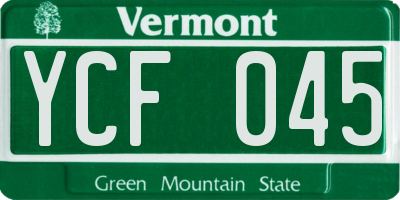 VT license plate YCF045