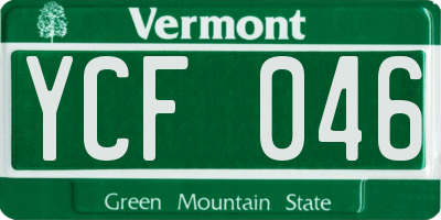 VT license plate YCF046
