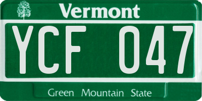 VT license plate YCF047