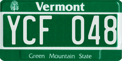 VT license plate YCF048