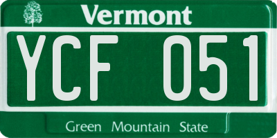 VT license plate YCF051