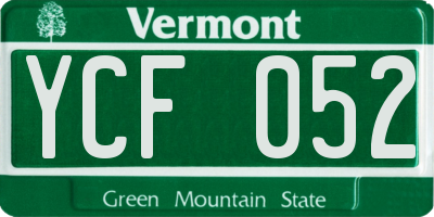 VT license plate YCF052