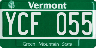 VT license plate YCF055