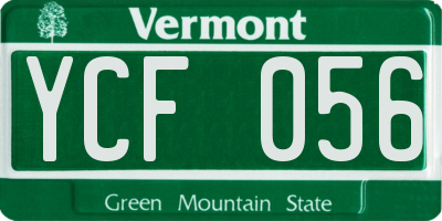 VT license plate YCF056