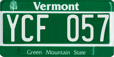 VT license plate YCF057
