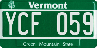 VT license plate YCF059