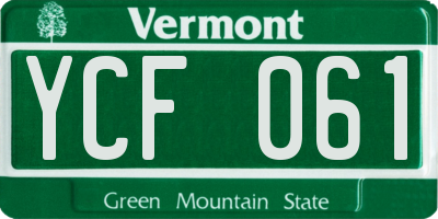 VT license plate YCF061