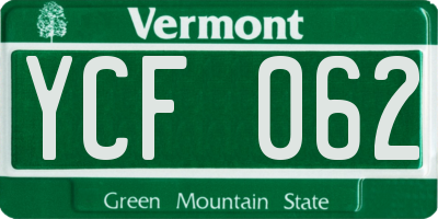 VT license plate YCF062
