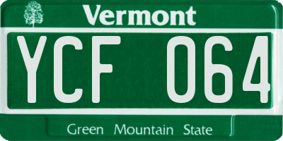 VT license plate YCF064