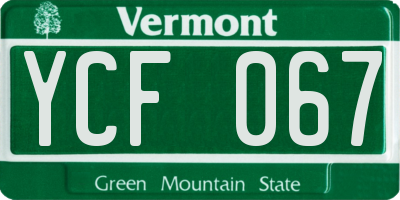 VT license plate YCF067