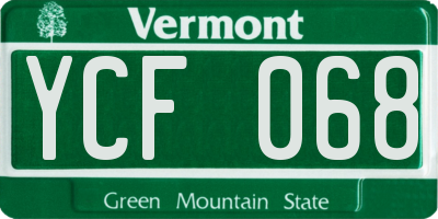 VT license plate YCF068
