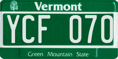 VT license plate YCF070
