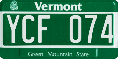 VT license plate YCF074