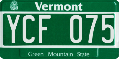 VT license plate YCF075